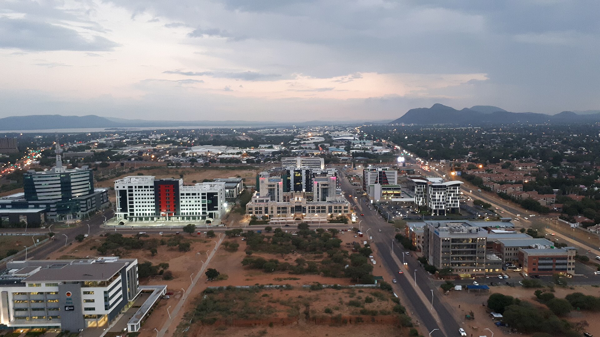 Gaborone, Botswana skyline at dusk